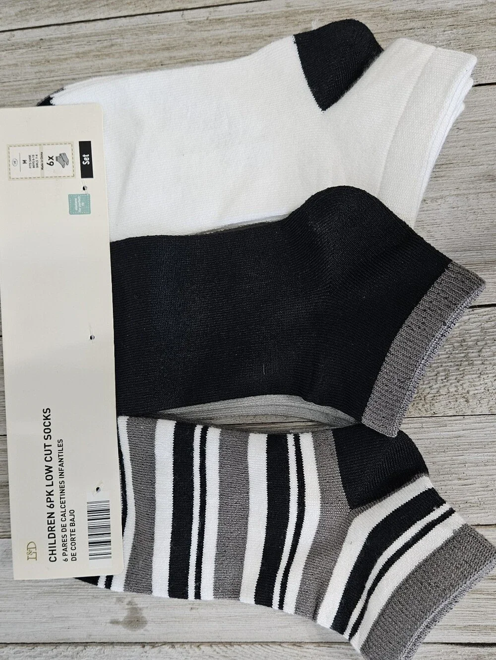 2 - 6 Packs Low Cut Socks Size M 6X Boys 8-10 Girls 7-8  No Show Socks by L&D Wh